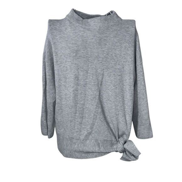 STUNNING CHICO'S Woman's Sweater W/ Tie At Bottom Gray Crew Neck Retail $109 Si - Picture 2 of 11